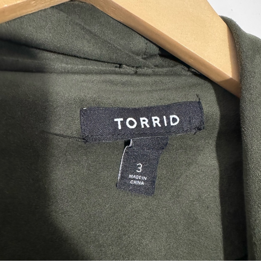 New Torrid Suede Drape Front Jacket In Olive Gree… - image 5